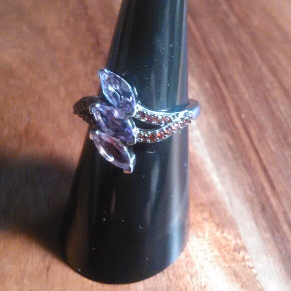 Moroccan Rose and Mozambique Garnet Trinity Twilight Sterling Silver Ring-Size 7 - Picture 7 of 16